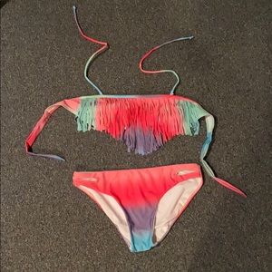 Fringe bikini with removable straps
